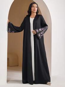 Al Najma Modest Casual Sleeve Embroidered Women's Arabic Abaya, Robe - Beige - View 6