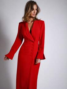 COSMINA Váy Blazer dự tiệc màu đỏ thanh lịch dành cho nữ - Đỏ - Xem 3
