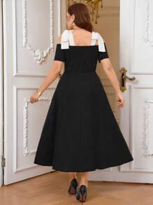 SHEIN Clasi 女士无袖修身紧身针织连衣裙，春夏 - 黑色 - 查看 2