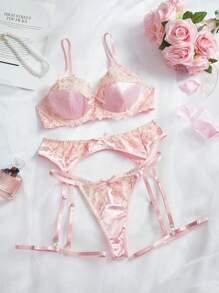 5 Stücke/Set romantisches besticktes drahtloses Dessous-Set - Verschiedenfarbig - Übersicht 2