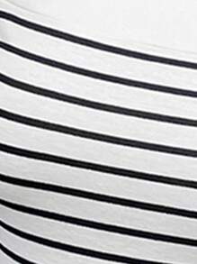 SHEIN PariChic Áo thun nữ tay ngắn hở lưng kẻ sọc kiểu Pháp, Xuân/Hè - trắng - Xem 8