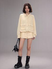 Coolane Koszule damskie wiosenno-letnie Grunge Y2K Couple Same Style Textured Coat