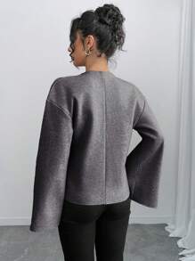 INAWLY Cardigan corto elegante da donna con scollo a V, maniche a sbuffo in pelliccia sintetica