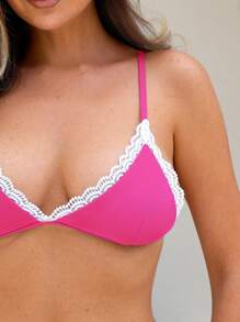 SHEIN Swim Set de 2 piezas de bikini de verano para mujer con diseño floral y encaje con tirantes de espagueti, elegante y sexy