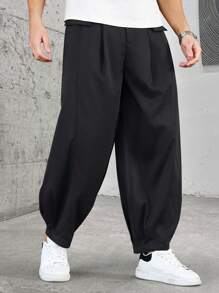 Manfinity Homme Dark Tone Loose Lantern Pants, & Fashionable Casual Design, Versatile, Pants Baggy, Black Baggy Pants Men, Baggy Men Pants, Fall