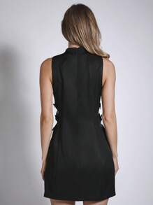 COSMINA Váy ngắn hở lưng không tay màu đen cho nữ, thanh lịch phù hợp cho mùa xuân/hè - màu đen - Xem 2