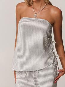 Forever 21 Women Asymmetrical Hem Striped Casual Camisole Tops, Summer