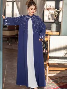 Al Najma 紫色 & 蓝色手工串珠长袍 - 藍色 - 查看 7