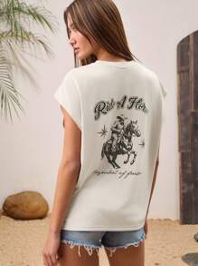 Manfinity VCAY Unisex Casual Knit Letter Print Loose Fit Sleeveless Tank Top, Suitable For Everyday Wear - Apricot - View 5