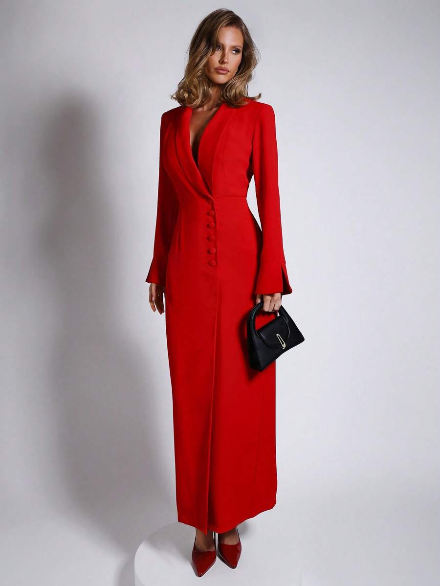 COSMINA Váy Blazer dự tiệc màu đỏ thanh lịch dành cho nữ - Đỏ - Xem 1