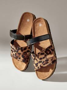 Solecia Fashion Comfortable Leopard Print Casual Flat Simple Slide Sandals - Multicolor - View 6