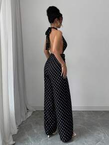Calvaya Women's Simple Tie-Back Spaghetti Strap Slim Fit Casual Jumpsuit