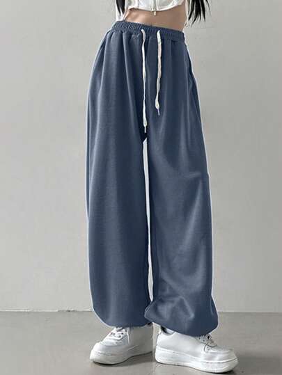 DAZY 女式抽绳腰部宽松休闲慢跑运动裤，女式慢跑裤