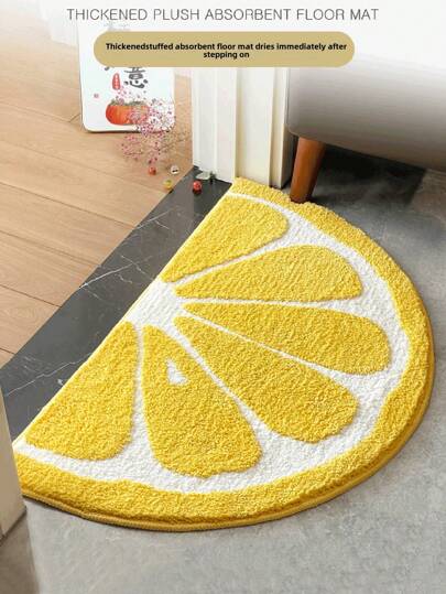 1pc Fruit Orange Lemon Soft Shaggy Anti-Slip Absorbent Bathroom Mat, 40X60cm (15.7X23.6 Inch), Washable, For Bedroom Living Room Kitchen Entrance, High Quality Flocked Carpets, New Arrival,Fall Decor,Autumn Decor,Room Decor