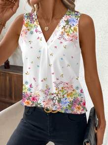 SHEIN Clasi Camicia romantica da donna con stampa, semplice e alla moda, per uso casual quotidiano