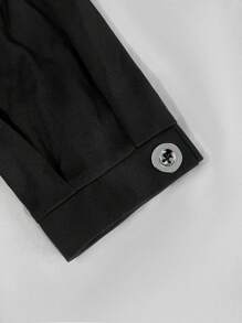 SHEIN Clasi Plus Size Solid Color Simple Fashion Casual Everyday Jumpsuit - Black - View 4