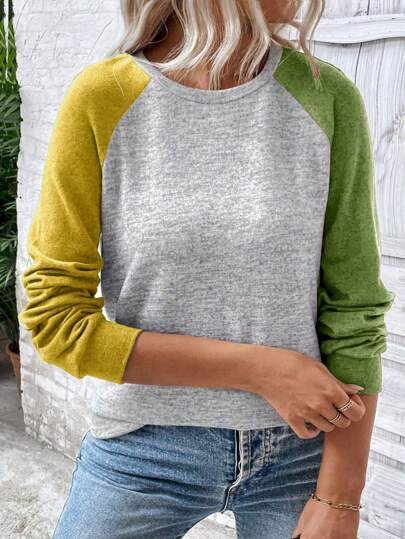 INAWLY Felpa casual oversize con maniche a raglan e blocchi di colore a contrasto, adatta per laurea, ritorno a scuola, insegnanti, autunno e inverno