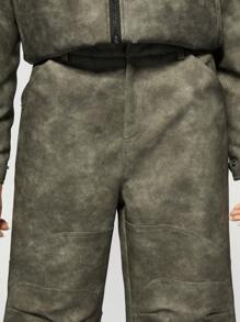 MISSGUIDED Luxury Wide Leg PU Leather Trousers High End Fashion Statement Pants Contemporary Designer Style Fall Winter Palazzo Pants Premium Dark Grey Textured