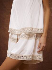 WESTFADE Woven & Lace Tiered Tube Romper - Apricot - View 2