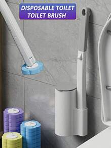 FoBianJie spazzola di pulizia del water monouso multifunzione con supporto e ricambi della bacchetta per la pulizia del bagno, sistema di pulizia del water monouso, ricambi disinfettanti, accessori da bagno, decoro estivo per il bagno