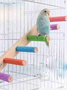 1pc Bird Scratching Post, Parrot Climbing Stand With Perch Hammock Swing Toys, Birdcage Accessories With Sanded Perch, Stick, For Parakeet Cockatiel Conure Finch Lovebird - Multicolor - View 1