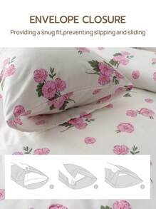 4pcs 100% Polyester Printed Bedding Set (2 Pillowcases + 1 Bed Sheet + 1 Fitted Sheet), Modern Polyester Bedding Set Suitable For All Seasons - Multicolor - View 8