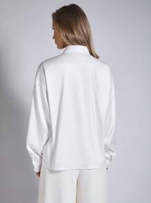 COSMINA Áo cánh dài tay màu trắng họa tiết hoa 3D thanh lịch dành cho nữ, Xuân/Hè - trắng - Xem 2