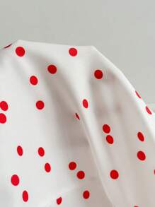 SHEIN Unity Áo hai dây in chấm bi thanh lịch - Đỏ và trắng - Xem 7