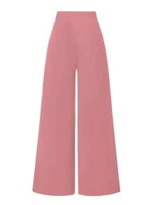 SHEIN LUNE Pantalones casuales de pierna ancha con diseño de palillo de dientes, para mujer de talla grande, de moda, adelgazantes y versátiles