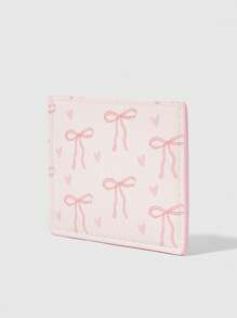 ROMWE Kawaii 可爱粉色蝴蝶结设计便携式卡包钱包 - 粉色 - 查看 2