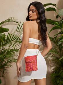 SHEIN SXY Bolso cruzado para damas y mujeres, bolso de paja, de moda, elegante, sencillo, personalizado, versátil, para la playa, vacaciones, días festivos, verano, orilla del mar - Multicolor - Ver 8
