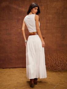 WESTFADE Woven & Lace Tiered Tube Romper - Apricot - View 5