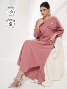 Al Najma Vestido longo turco e árabe feminino - Rosa - Ver 2