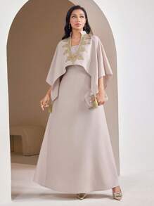 Al Najma Damen Arabische Mode Kleider Set mit Quasten Dekor Patchwork Kleider für Damen Elegant Damen Formell, Dezent