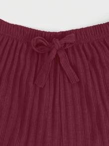 EURMUSE 100%Cotton 3 Pcs Solid Knit Pant Set - Beige - View 3