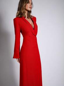 COSMINA Váy Blazer dự tiệc màu đỏ thanh lịch dành cho nữ - Đỏ - Xem 4