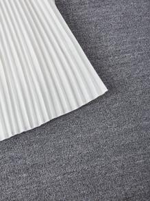 SHEIN Tween Girls Elegant Solid Color Asymmetric Ruffled Hem Pleated Dress - White - View 5