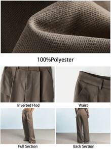 Maija Women's Casual Solid Color Low Waist Wide Leg Suit Pants,Festival - Coffee Brown - View 2