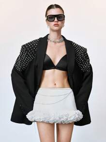 SHEIN LUNE Women's Cute Sexy Ruffle Hem Mini Skirt With Pocket, Summer Outfits For Women,White Skirt, - White - View 4