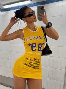 StreetHx 女士街头风圆领撞色英式印花网眼连衣裙