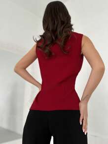 Firerie 女士优雅心形金属装饰春夏薄款夹克 - 酒紅色 - 查看 3