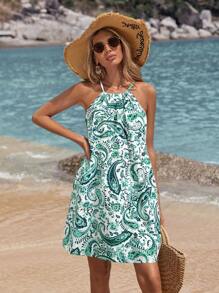 SHEIN VCAY Vacation Printed Bodycon Dress For Women,Vacation Outfits Women,Summer Outfits For Women,Beachwear,Easter,Beach Outfits For Woman,Spring Break,Vacation Outfits Women,Concert Outfit Women,Rave Outfits Festival,Rave,BOHO,Sun Dress