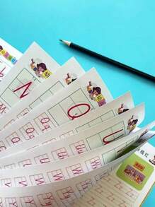 1pc Beginner Calligraphy Practice Book - 26 Uppercase & Lowercase Letters For Elementary Students, Includes Pencil Tracing Guide Cursive Handwriting Practice Book - Multicolor - View 2