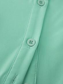 EMERY ROSE Women's Casual Simple Solid Color Short Sleeve Blouse - Green - View 4