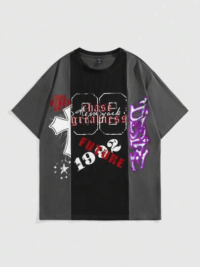 Prep Camiseta de manga corta con de color y estampado de letras para hombre