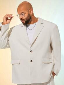 EASEVO Men Plus Size Loose Casual Woven Long Sleeve Blazer Jacket