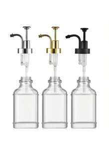 1pc Square Glass Syrup Dispenser With Label For Bar And Home Use, Transparent Bottle For Milk, Tea, Syrup Storage, 500ml/16.9oz, Kitchen Tool, Barware - Multicolor - View 2