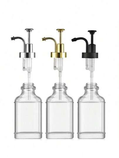1 pièce Distributeur de sirop en verre carré avec étiquette pour bar et usage domestique, bouteille transparente pour le lait, le thé, le stockage du sirop, 500 ml/16,9 oz, ustensile de cuisine, accessoire de bar
