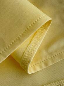 Flirla Asymmetric Lapel Button Vest & Low Waist Skirt Set - Yellow - View 7