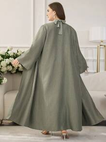 Modelyn 2 pièces Set de tenue bambou tricoté élégant grande taille - Vert - Voir 2